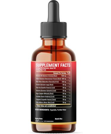 MILIVOL 10in1 Liquid Drops Berberine with Ceylon Cinnamon Bitter Melon Turmeric Ginger Gymnema Sylvestre and More - 2 Fl Oz - Buy Online on GoSupps.com