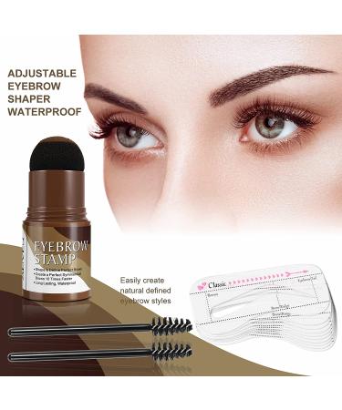 Dark Brown Eyebrow Stamp Stencil Kit - Long Lasting Waterproof Makeup with 10 Reusable Stencils - Buy Online on GoSupps.com