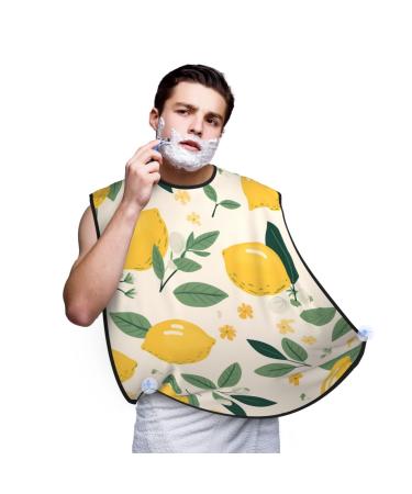 Yellow Lemon Shaving Bib Gifts for Dad Waterproof Lemon Print Beard Apron One Size Fits All