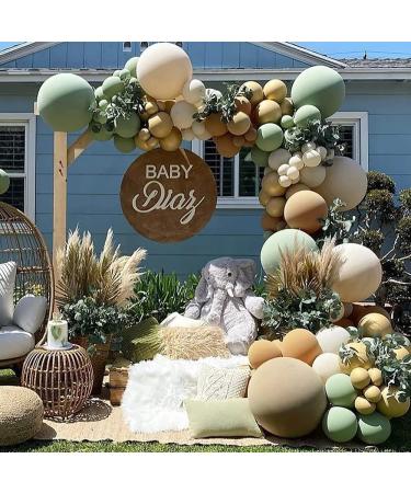 143Pcs Sage Green Balloon Garland Arch Kit Jungle Safari Woodland Balloon Garland Arch Sage Green Brown Beige Gold Balloons for Baby Shower Wild One Safari Birthday Decorations (Sage Green) - Buy Online on GoSupps.com