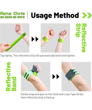 High Visibility Reflective Bands for Wrist, Arm, Ankle, Leg - Green (4 Pack) | Safety Gear for Night Walking, Cycling, Running - Large Reflective Surface - Buy Online on GoSupps.com