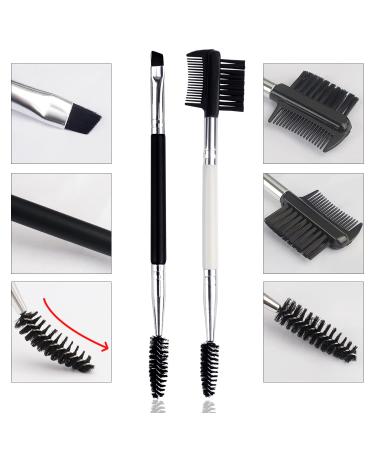 3 Pcs Angled Eyebrow Brush and Comb Set with Spoolie - Professional Eyebrow Grooming Tool in White - Buy Online on GoSupps.com
