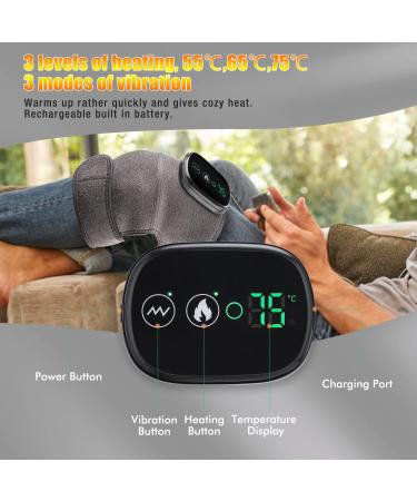 3-in-1 Heated Knee Massager & Shoulder Heating Pad with Vibration - Cordless Rechargeable for Stress Relief - 1 Pack - Buy Online on GoSupps.com