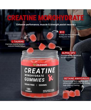 Creatine Monohydrate Gummies - 45 Servings | 5g Strength & Endurance Support | Muscle Builder for Men & Women with L-Taurine & Alpha GPC - Buy Online on GoSupps.com