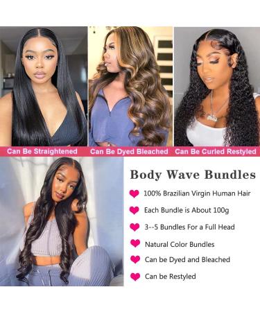 10A Brazilian Body Wave Human Hair Bundles - 20 22 24 Inch 3 Bundles - Unprocessed Virgin Hair Extensions in Natural Black Color - Buy Online on GoSupps.com