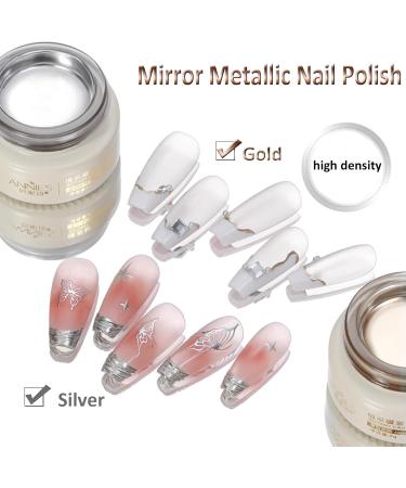 Metallic Painting Gel for Nails Mirror Metallic Nail Polish Silver Gold Painted Gel Nail Polish Mirror Nail Polish Gel 3D Metal Mirror Effect Premium Salon Manicure Pigments (Gold) - Buy Online on GoSupps.com