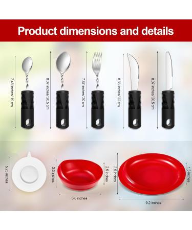 Spill Proof Scoop Bowl and Plate Adaptive Utensils Non Slip Bendable Cutlery Set for Elderly Disabled People(1 Set) - Buy Online on GoSupps.com