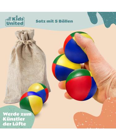 All Kids United Juggling Balls Set - 5 Professional Soft Balls for Beginners & Advanced | Jute Bag & Free Training E-Book - Buy Online on GoSupps.com