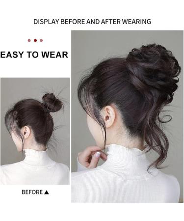 TEESONG Hair Chignon Messy Bun Hair Slices Donut Extensions Ponytail Bun Curly Wavy Brazilian Hair Band Elastic Rubber Band Bun for Women Messy Bun Hair Piece (Color : Natural black) - Buy Online on GoSupps.com