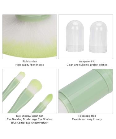 Travel Makeup Brush Set - 4 in 1 Portable Retractable Brushes for Foundation & Nail Art - Green - Buy Online on GoSupps.com