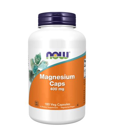 Now Foods Magnesium Caps 400 mg 180 Vegan Caps Lab Tested Minerals Gluten Free Soy Free Vegetarian