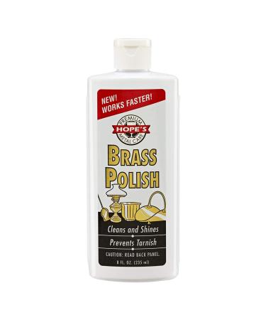 Hopes Premium Metal Care Brass Polish and Cleaner, Shines and Prevents Tarnish, Safe for Brass, Copper, Chrome, Sterling Silver, 8 oz, Pack of 1 8 Fl Oz (Pack of 1)