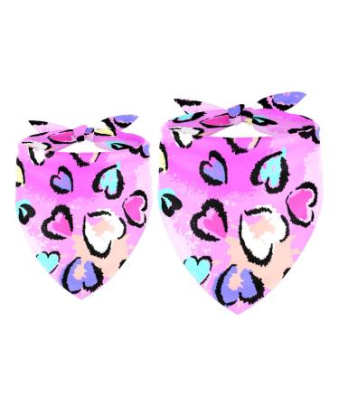 Dog hollow cloth leopard pattern with heart triangular cloth for small medium -sized and large dogs and cats triangle bib 2 pieces of multi -colored 1
