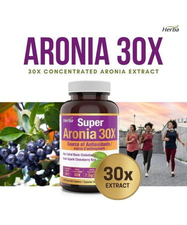 Herba Aronia Berry Extract 120 Capsules | 7 500mg Equivalent Per Capsule - 30:1 Extract | Black Chokeberry Supplement | 100% Natural Aronia Berry Powder in Vegetable Capsule | Made in Canada - Buy Online on GoSupps.com