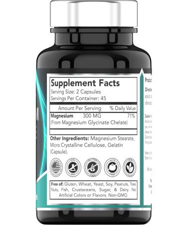 Chelated Magnesium Glycinate Capsules 300mg (90 Count) | Highly Absorbable for Calm Sleep & Stress Support | TNVitamins - Buy Online on GoSupps.com