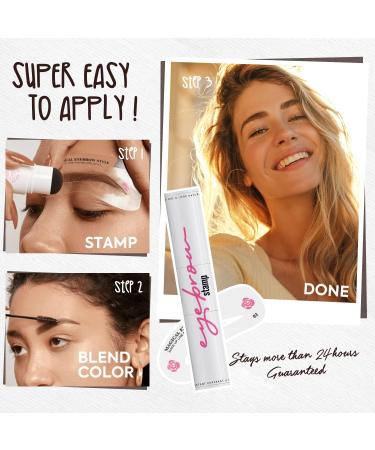 VIOLA HOUSE Eyebrow Stamp Stencil Kit 2 colors in 1 brow pencil powder 1 brush+24pcs eyebrow stamp waterproof long lasting eyebrow tinting powder(Light brown & dark brown) - Buy Online on GoSupps.com