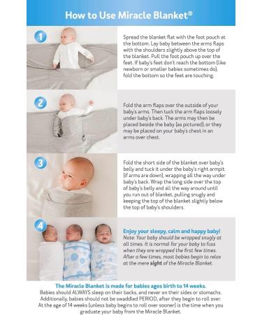 Miracle Blanket Baby Sleep Swaddle Wrap - Aqua Stars, Newborn Boy/Girl 0-3 Months - Buy Online on GoSupps.com