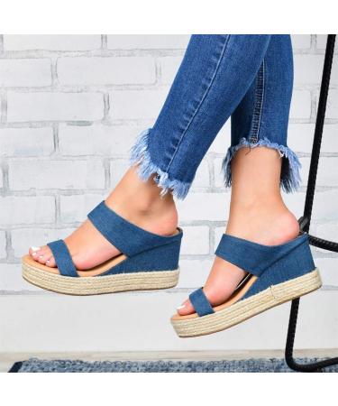 Creev Women's Fashion Sandals | Comfortable Orthopedic Wedge Heel Open Toe Sandals for Summer Hiking & Outdoor Sports | White 39 EU & Blauwa 40 EU - Buy Online on GoSupps.com