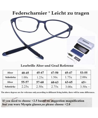 DOOViC Blue Light Filter Computer Reading Glasses for Unisex TR259-C - 9 Colors Available Matt Blue 2.0x Magnification - Buy Online on GoSupps.com