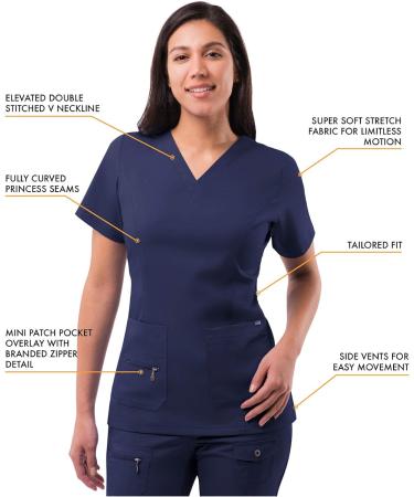 Adar Pro Flawless Plus Scrub Set for Women - Elevated V-Neck Top & Jogger Scrub Pants Small Navy - Buy Online on GoSupps.com