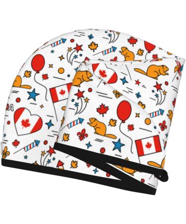Canada Day Microfiber Hair Towel - Soft Super Absorbent Wrap for Women | Quick Dry Coral Velvet Cap for Long Curly & Thick Hair - Buy Online on GoSupps.com