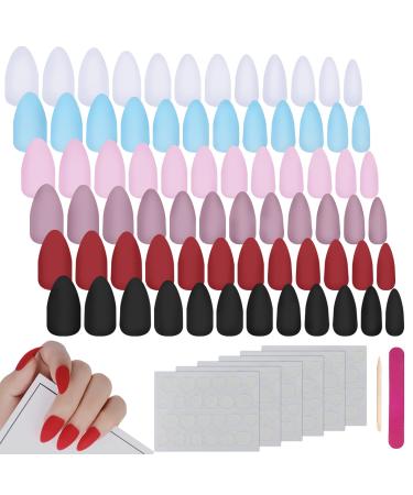 MWoot 144 pieces wrong nails ballerina false nails full cover fake nails flat on press nails mat press on French fake nail tips with adhesive tabs nail file