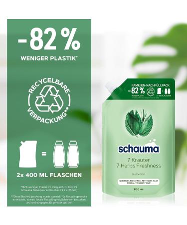  Schauma Schauma 7 Herbs Shampoo Refill (1 x 800 ml) - Quick-drying fresh shampoo for normal to oily hair (2 x 400 ml) - Gives hair a light freshness - Buy Online on GoSupps.com