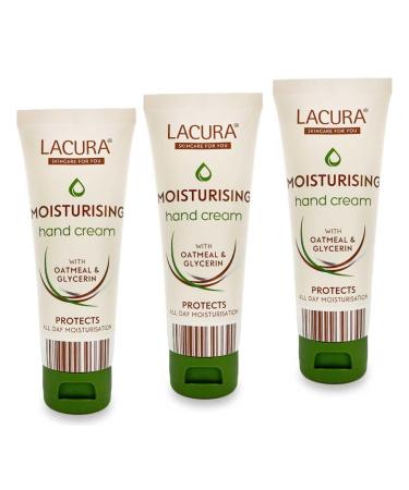 Aldi Lacura - Moisturising Hand Cream | With Oatmeal + Glycerin | All Day Moisturising | 75mL x3