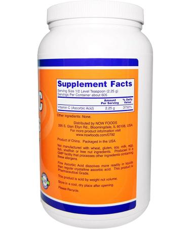 Now Foods Vitamin C Crystals 3 lbs | Pure, High-Potency Ascorbic Acid for Immunity & Antioxidant Benefits - Buy Online on GoSupps.com