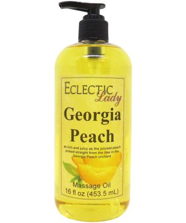 Georgia Peach Massage Oil 16 oz With Sweet Almond Oil and Jojoba Oil Preservative Free Perfect for Aromatherapy and Relaxation 16 Ounce