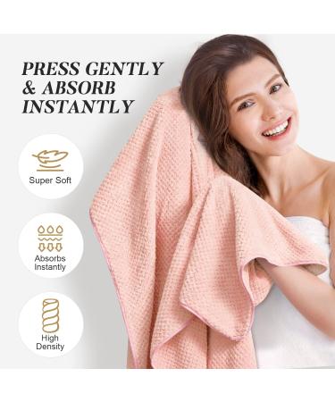 Sucedul Large Microfiber Hair Towel Wrap 2 Pack - Super Absorbent & Anti-Frizz Hair Drying Towel for Long Thick Curly Hair - Fast Drying Hair Turbans - Super Soft Towels in Blue and Pink - Buy Online on GoSupps.com