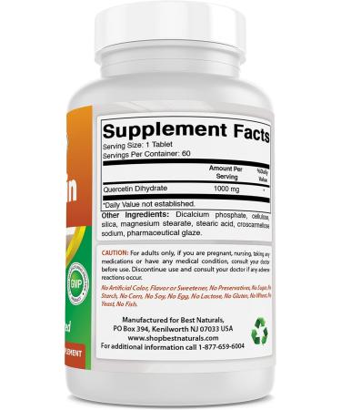 Best Naturals Quercetin 1000 mg Tablet - Immune Health - 60 Count (60 Count (Pack of 2)) - Buy Online on GoSupps.com
