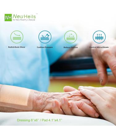 Buy NeuHeils Silicone Adhesive Foam Dressing 6x6 - 10 Pack for Bed Sores & Leg Ulcers | Waterproof & High Absorbency - Buy Online on GoSupps.com