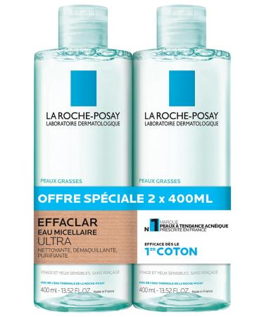 La RochePosay Effaclar Micellar Water Ultra Oily Skin 2 x 400 ml
