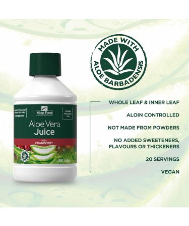 Aloe Pura Aloe Vera Juice with Cranberry 500ml Vegan & Cruelty Free Supplement - Buy Online on GoSupps.com