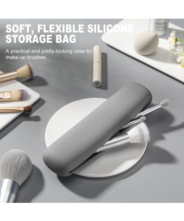Fvion Travel Make-Up Brush Holder | Silicone Cosmetics Organizer | Portable Makeup Brush Pocket (Brown/Gray) | Ideal for Travel - Buy Online on GoSupps.com