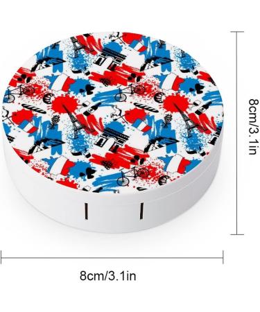 France Pattern Round Case For Contact Lens Kit Storage Box with Mirror Printed - Buy Online on GoSupps.com