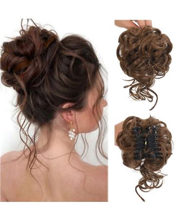 Claw Messy Bun Hair Pieces Clip Wavy Curly Hair Chignon Clip in Hairpieces Tousled Updo Donut Hair Bun Synthetic Hair Ponytail for Women Girls 8/27