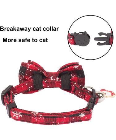 ADOGGYGO Christmas Cat Collar 2 Pack - Red Green Plaid Pattern Xmas Kitten Collar with Bow Tie Bell - Cute Holiday Collar for Kitten Cat - Buy Online on GoSupps.com