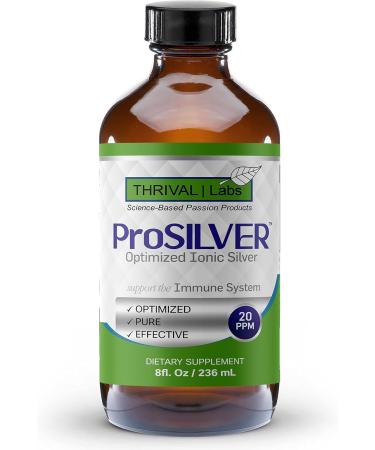 ProSILVER Ionic Colloidal Silver Liquid - 20 PPM Bio-Active for Immune Support | 8oz Dark Glass Bottle with Dropper | 48 Servings - Thrival Labs - Buy Online on GoSupps.com