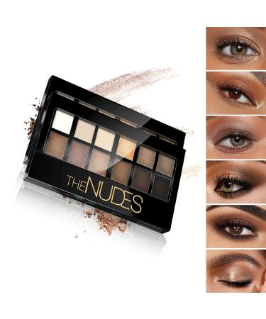 Buy Naked Eyeshadow Palette - 12 Natural Nude Colors Longwearing Matte & Shimmer Blendable Makeup with Double-Ended Brush Perfect for Every Day - Pack of 2 - Buy Online on GoSupps.com