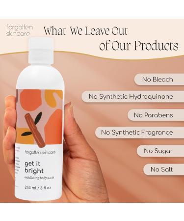 Forgotten Skincare Get It Bright Exfoliating Body Scrub with Glycolic Acid & Pumice for Dark Armpits Bikini Area KP Bumps Rough Skin Daily AHA Polish to Smooth Soften & Prep Sensitive Areas - Buy Online on GoSupps.com