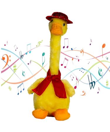 Dariicha Talking Dancing Duck Toy - Repeat what you say Fun Sing and Dance Features Ideal Christmas Decoration and Enthralling Kids' Toy for Endless Entertainment and Festive Cheer in Your Home 1 Red Bandana