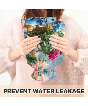Naanle Oil Painting Bird & Flowers Heat Bottle 1L - Transparent Hot Water Bottle for Bed & Pain Relief | Thermal Therapy & Comfort - Buy Online on GoSupps.com