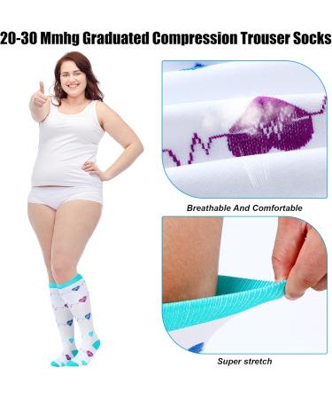 Shinymoon Plus Size Wide Calf Compression Socks - 6 Pairs 20-30 mmHg Knee High Support - Ideal Gifts for Nurses & Doctors - Buy Online on GoSupps.com
