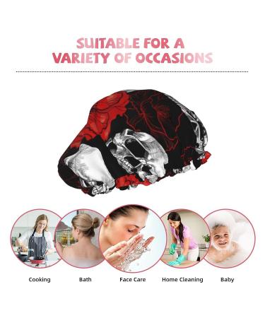 Halloween Skull Printed Waterproof Shower Cap - Fits All Head Sizes and Hair Textures for Women - Buy Online on GoSupps.com