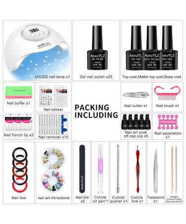 25 Colors Nail Polish Kit with UV LED Lamp & Nail Tools | International Shipping Available - Buy Online on GoSupps.com