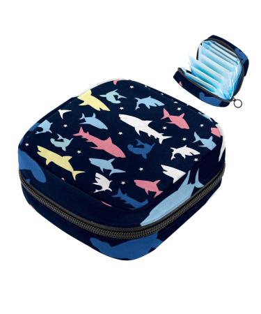 Women's binding bags Colorful shark-star pattern women's tampon bag tampon storage bag zip pockets menstrual tied bags multi11
