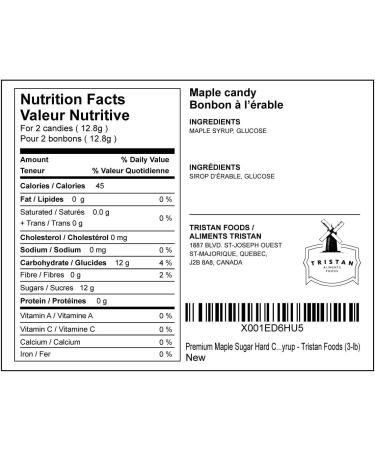 Premium Maple Sugar Hard Candy Drops Made from Pure Canadian Maple Syrup - Tristan Foods (3-lb) 1.36 kg (Pack of 1) - Buy Online on GoSupps.com
