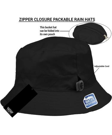 Adjustable Waterproof Nylon Bucket Rain Hat - Easy to Fold | CL3056 Black - Buy Online on GoSupps.com